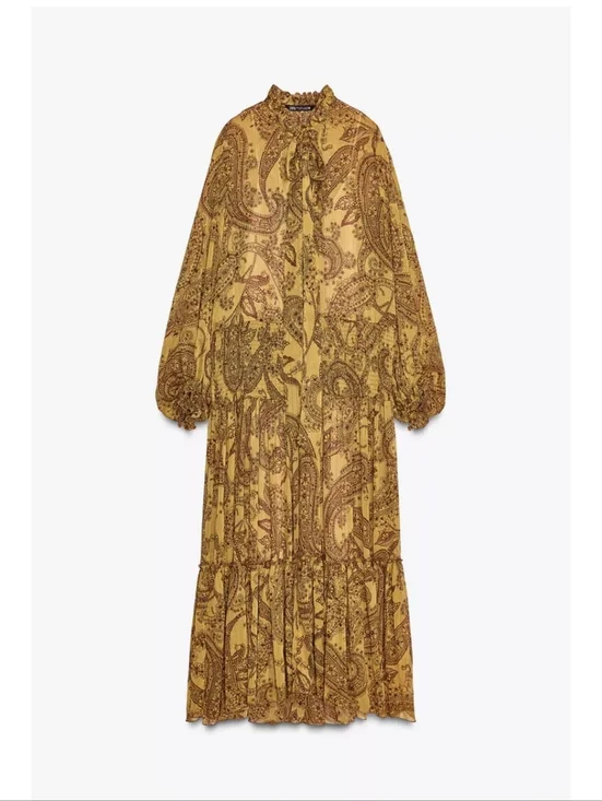 Zara Mustard Paisley Maxi Dress - Picture 2 of 3